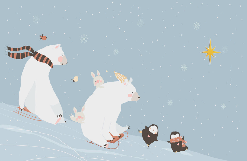 Polar Bear Ski 3D - Organic Jacquard Knit Baby Blanket