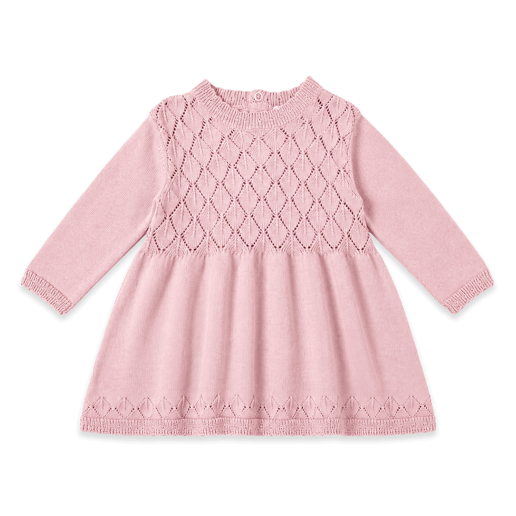 Milan Pointelle Sweater Knit Baby dess (Organic Cotton): Mauve Pink / 6-12 Month