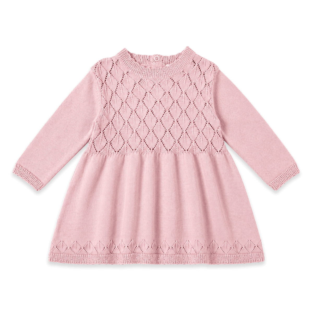 Milan Pointelle Sweater Knit Baby dess (Organic Cotton): Mauve Pink / 6-12 Month