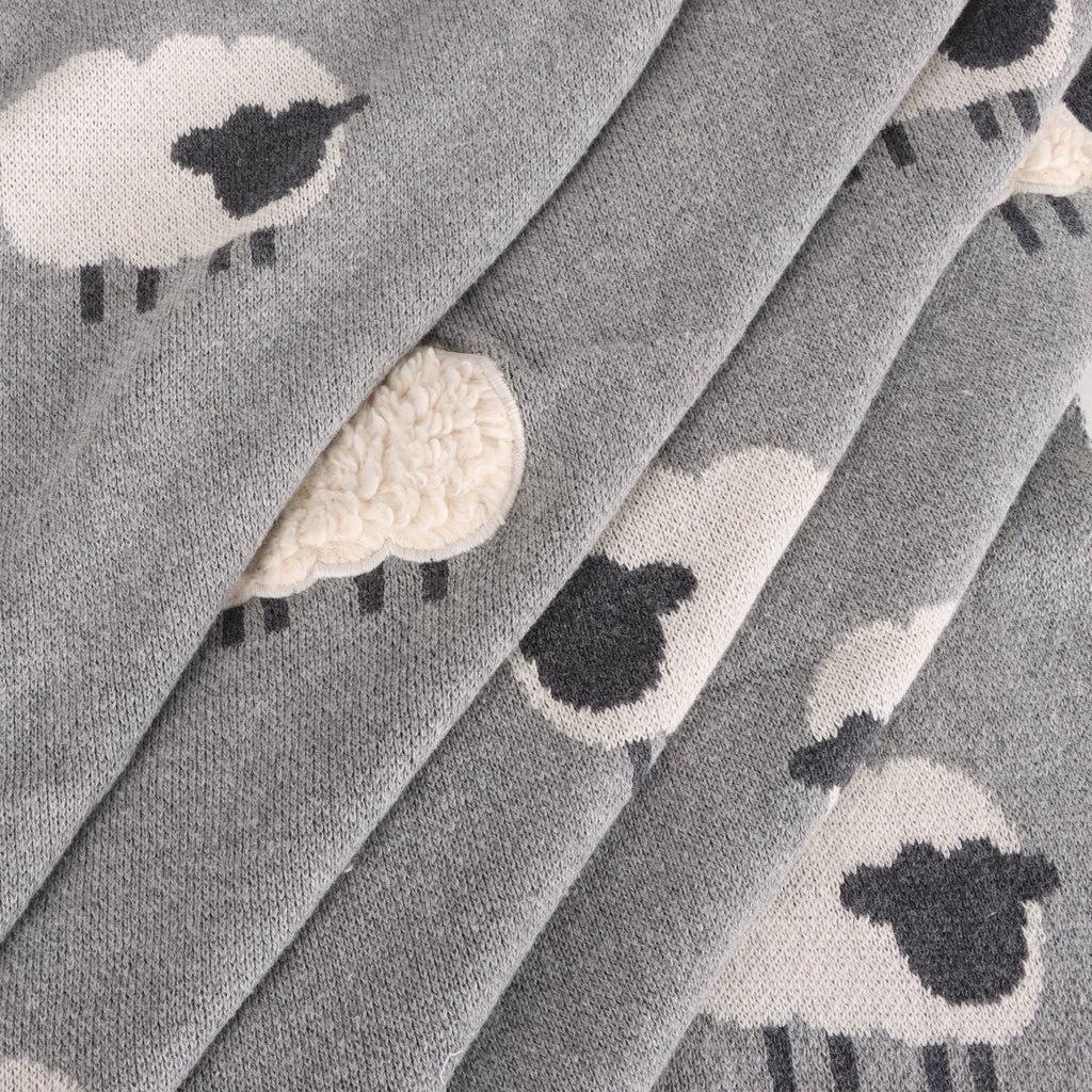 Wooly Sheep 3D - Organic Cotton Jacquard Knit Baby Blanket