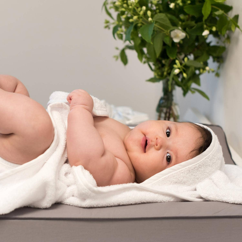 Organic Hooded Baby Towel Rabbit White