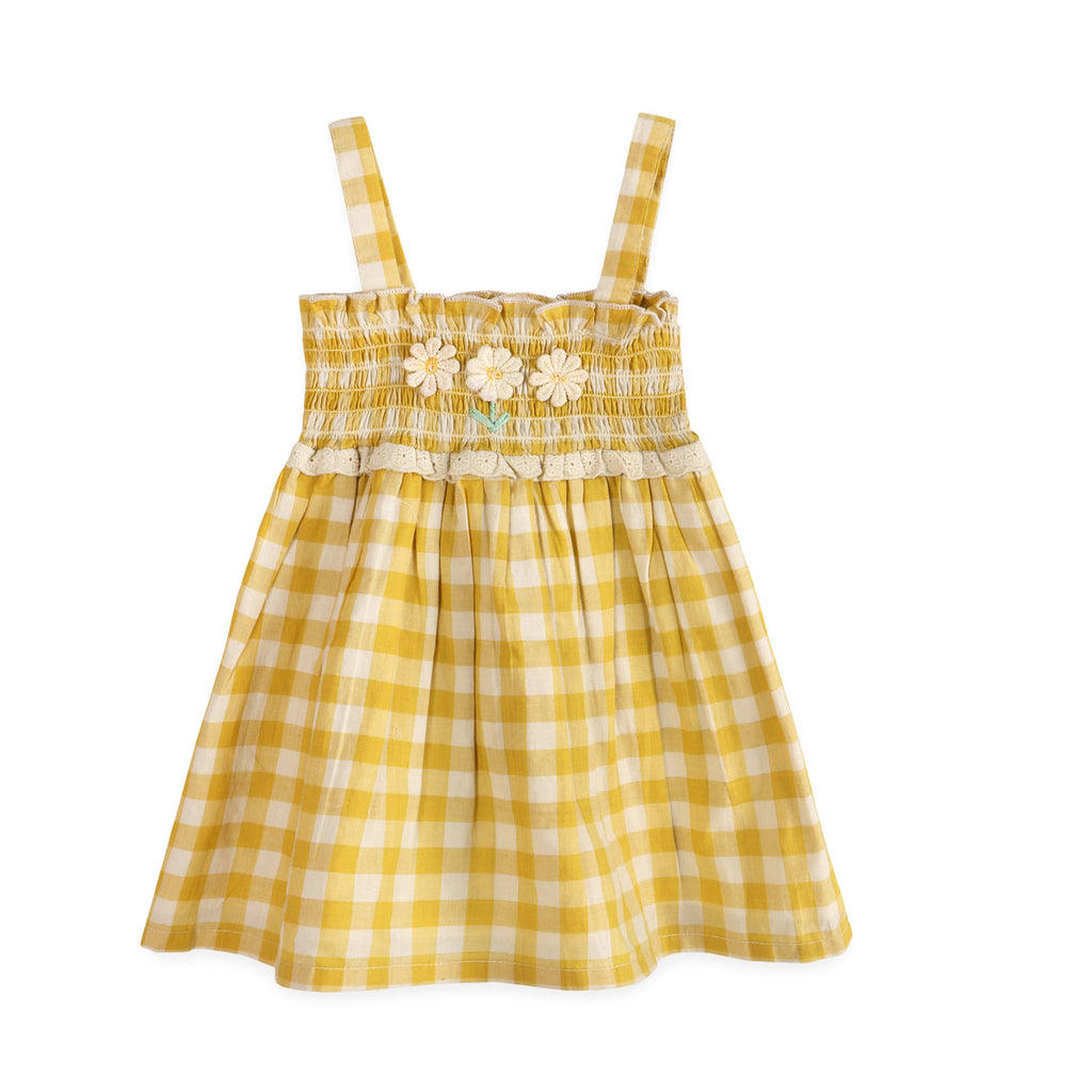 Bonnie Organic Gingham Smocked Baby Dress + Bloomer
