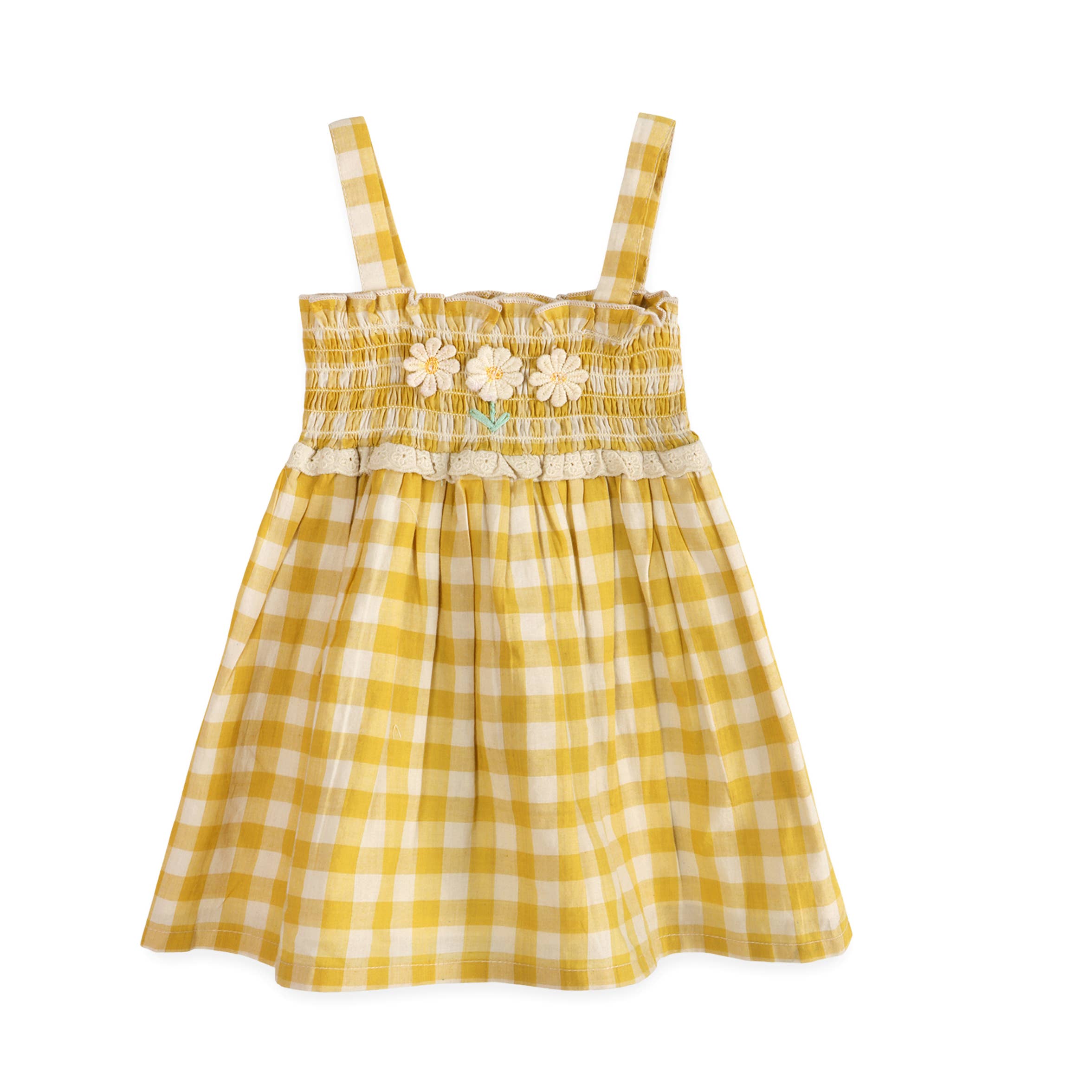 Bonnie Organic Gingham Smocked Baby Dress + Bloomer