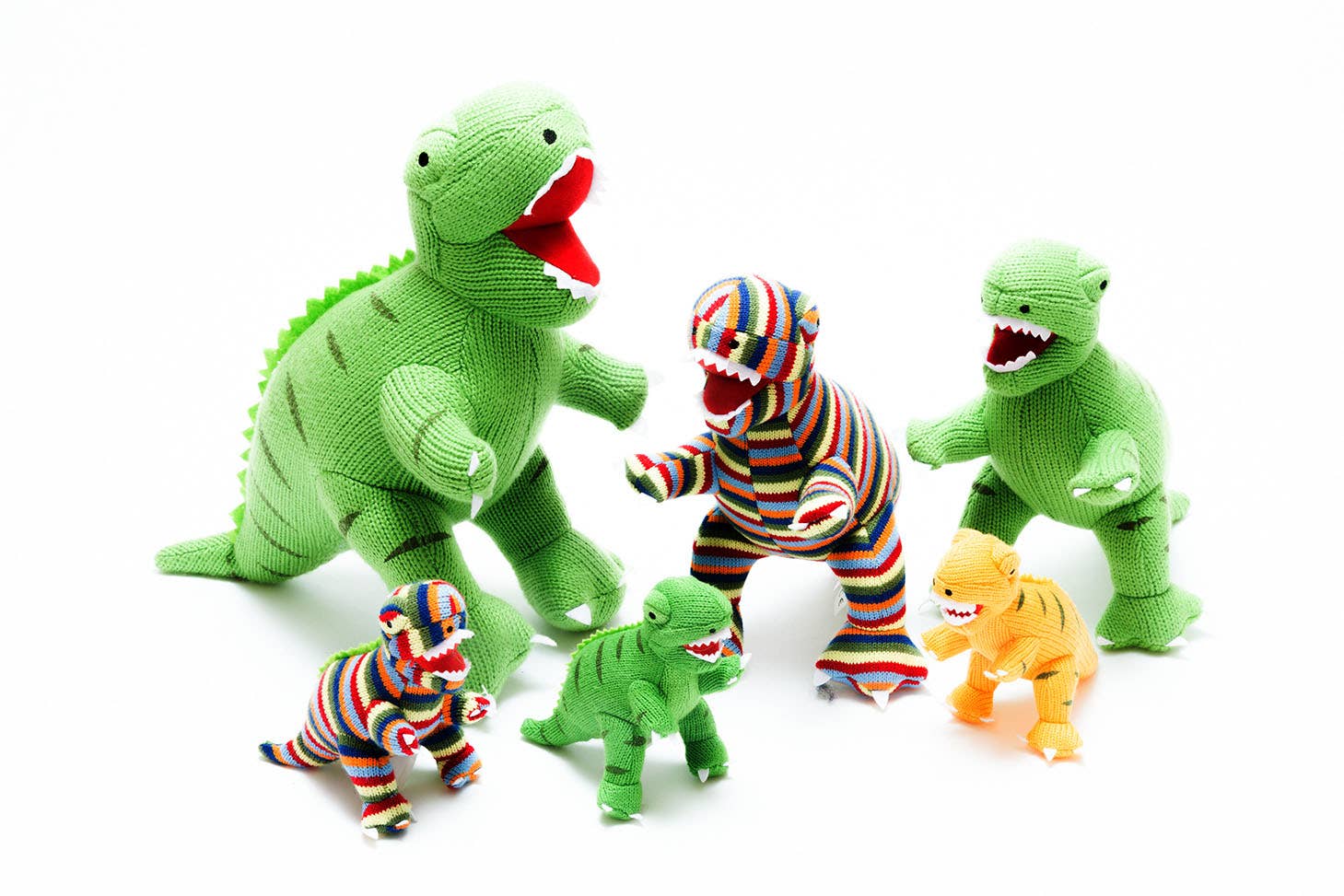 Knitted Stripe T Rex Dinosaur Baby Rattle