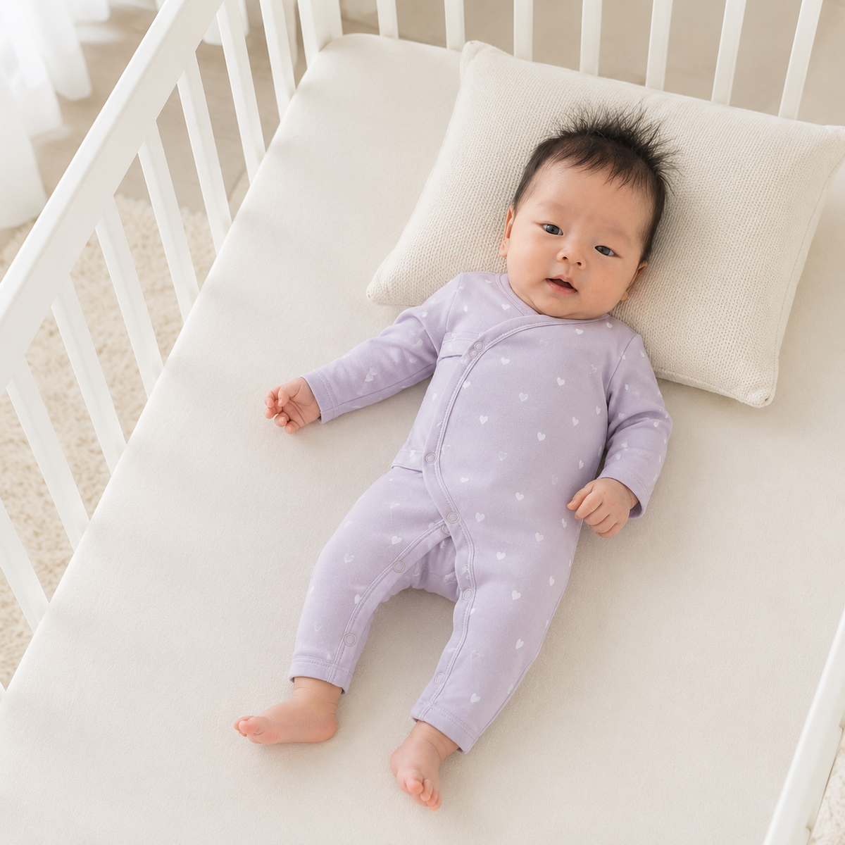 Baby Organic Kimono Bodysuit-Lilac Hearts