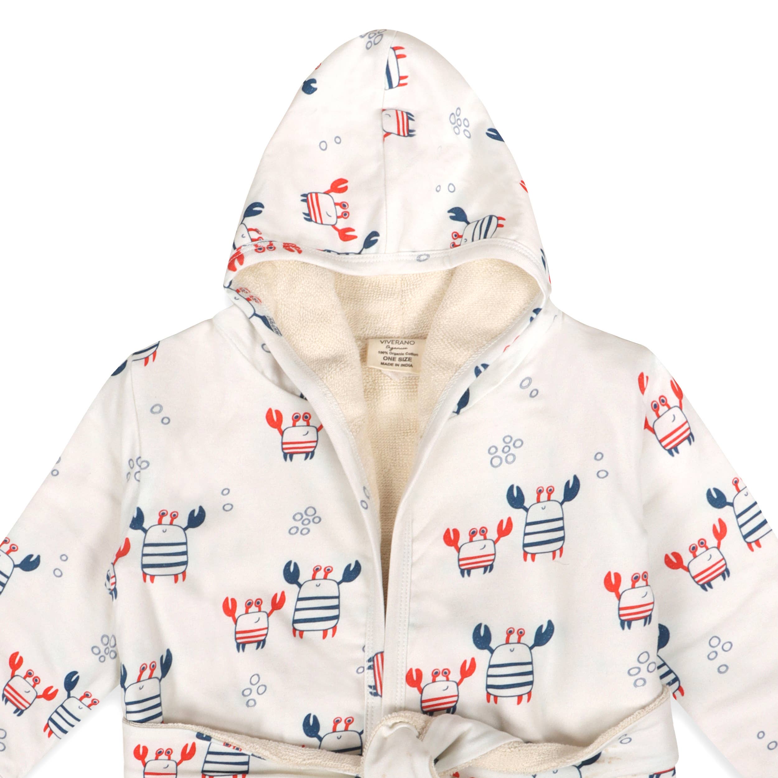 Nautical Crab Baby Hooded Baby Bathrobe Organic Jersey: One Size 0-12M