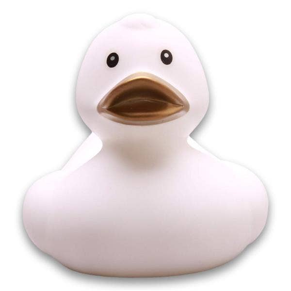White bath duck with golden beak - rubber duck