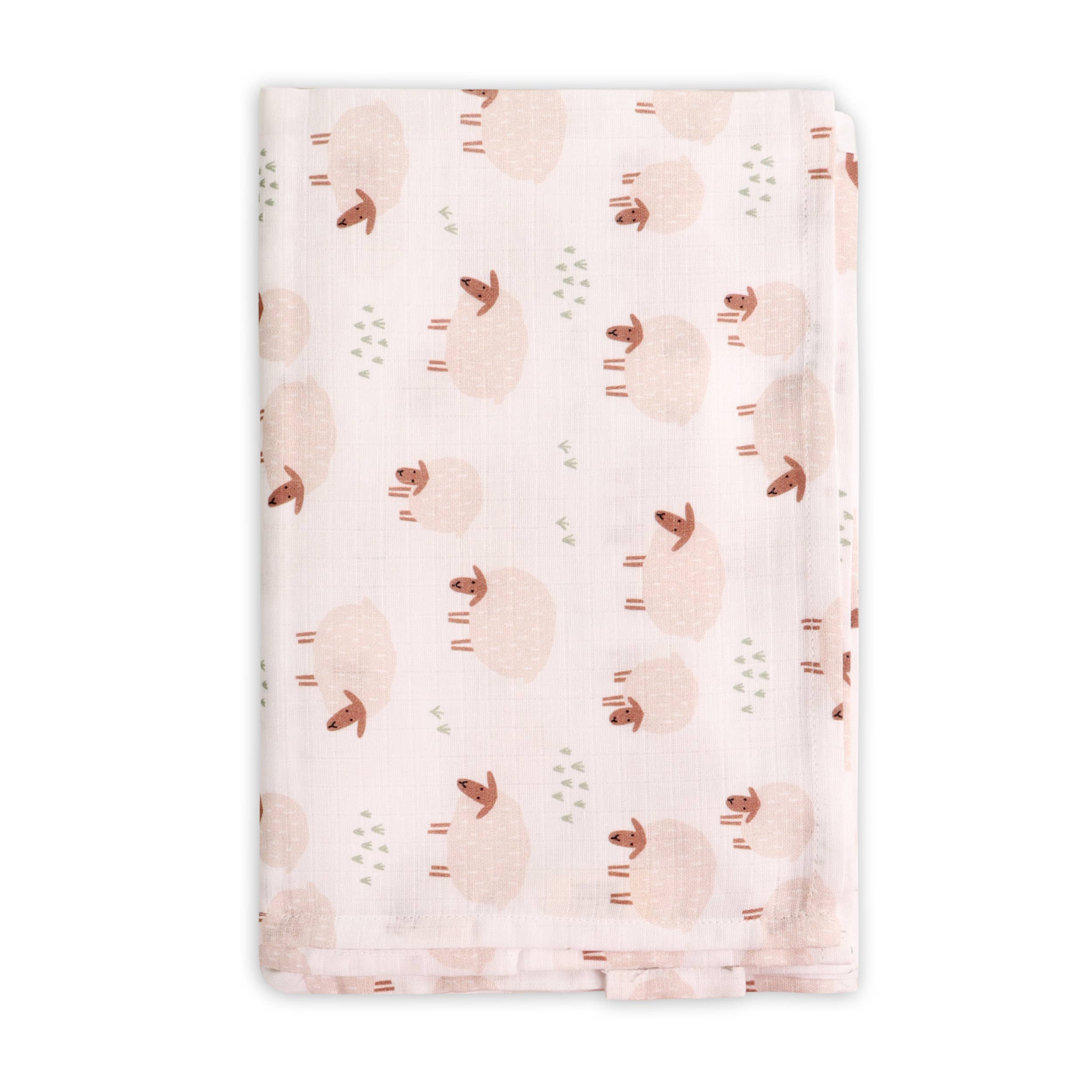 Sheep Baby Swaddle Blanket (Organic Muslin): NATURAL / ONE SIZE