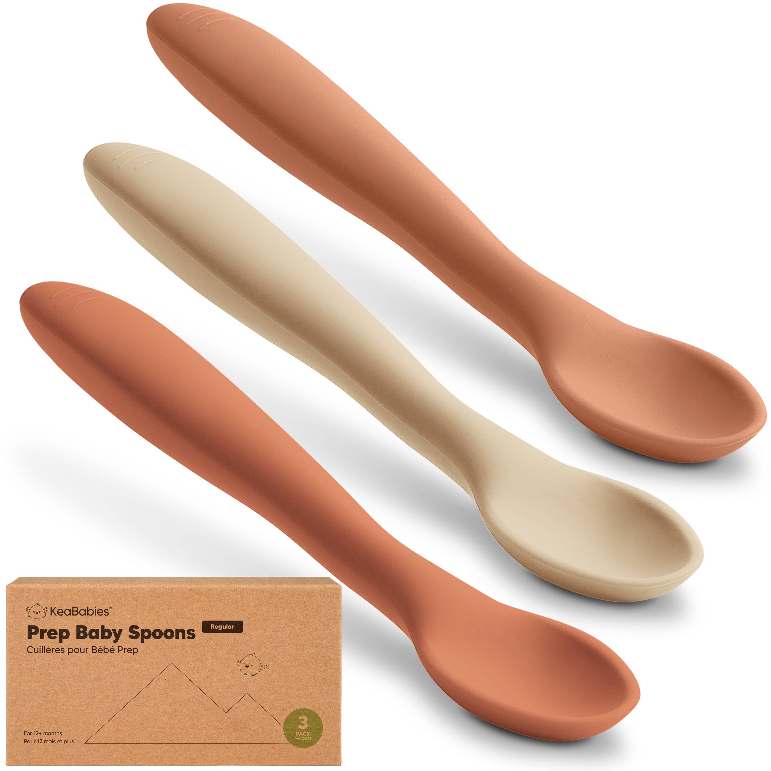 3-Pack Prep Silicone Baby Spoons for Toddlers 6-24 months: Terracotta