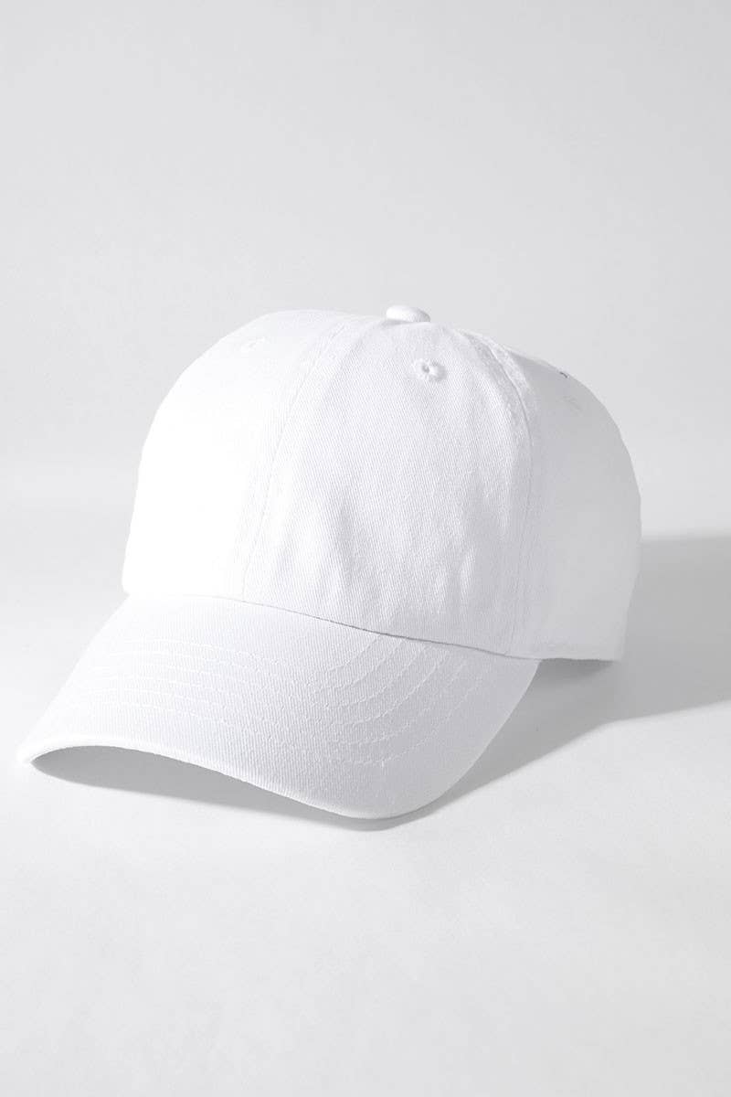 Kids Washed Low Profile Cotton Baseball Cap: WHITE / 2 to 4yrs