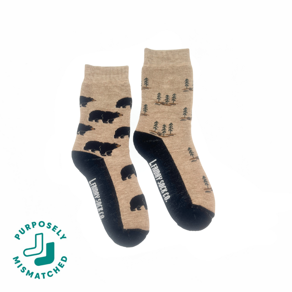 Kid's Bear & Trees Merino Crew Socks - Outdoor Adventure