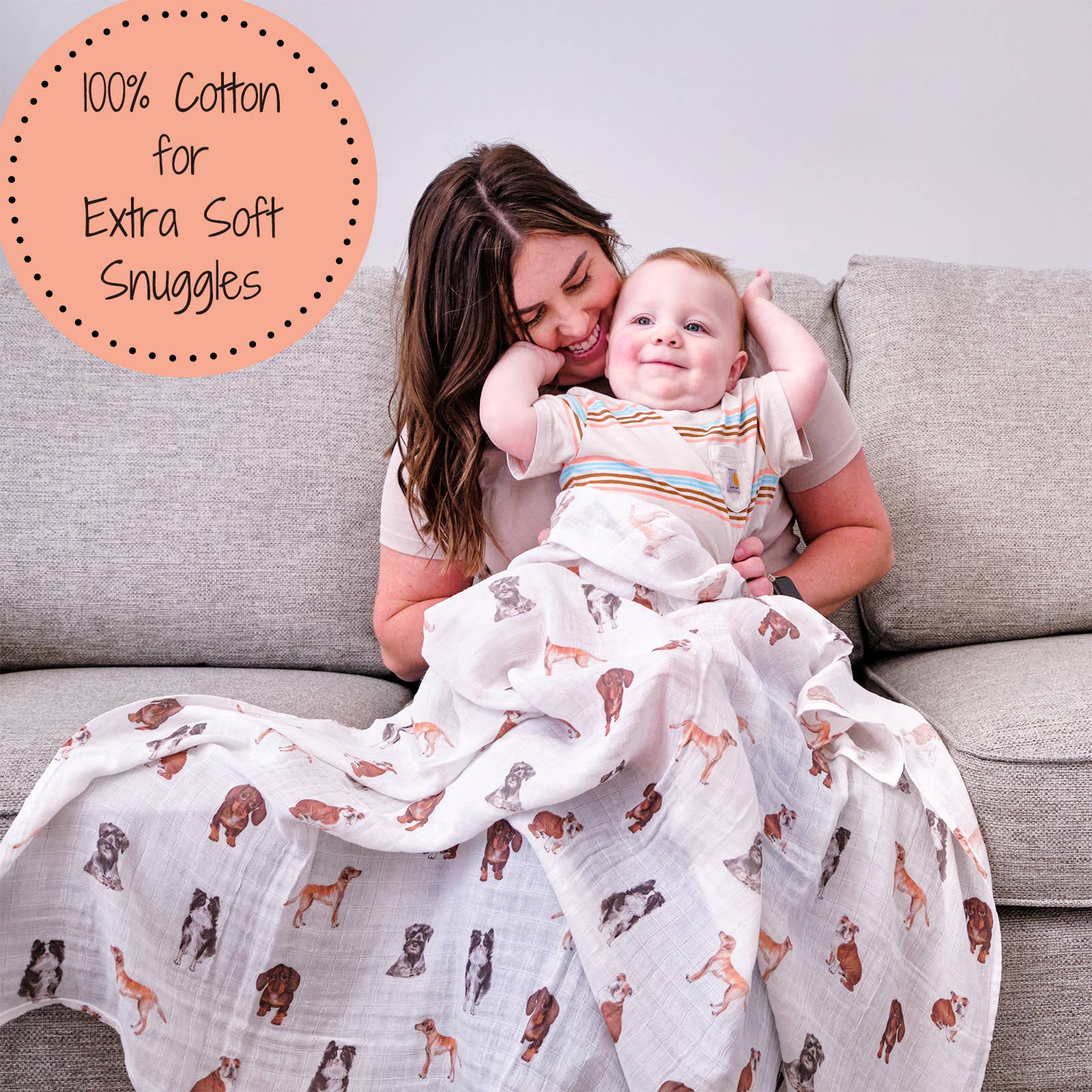 Adorable Dog Print Baby Swaddle Blanket