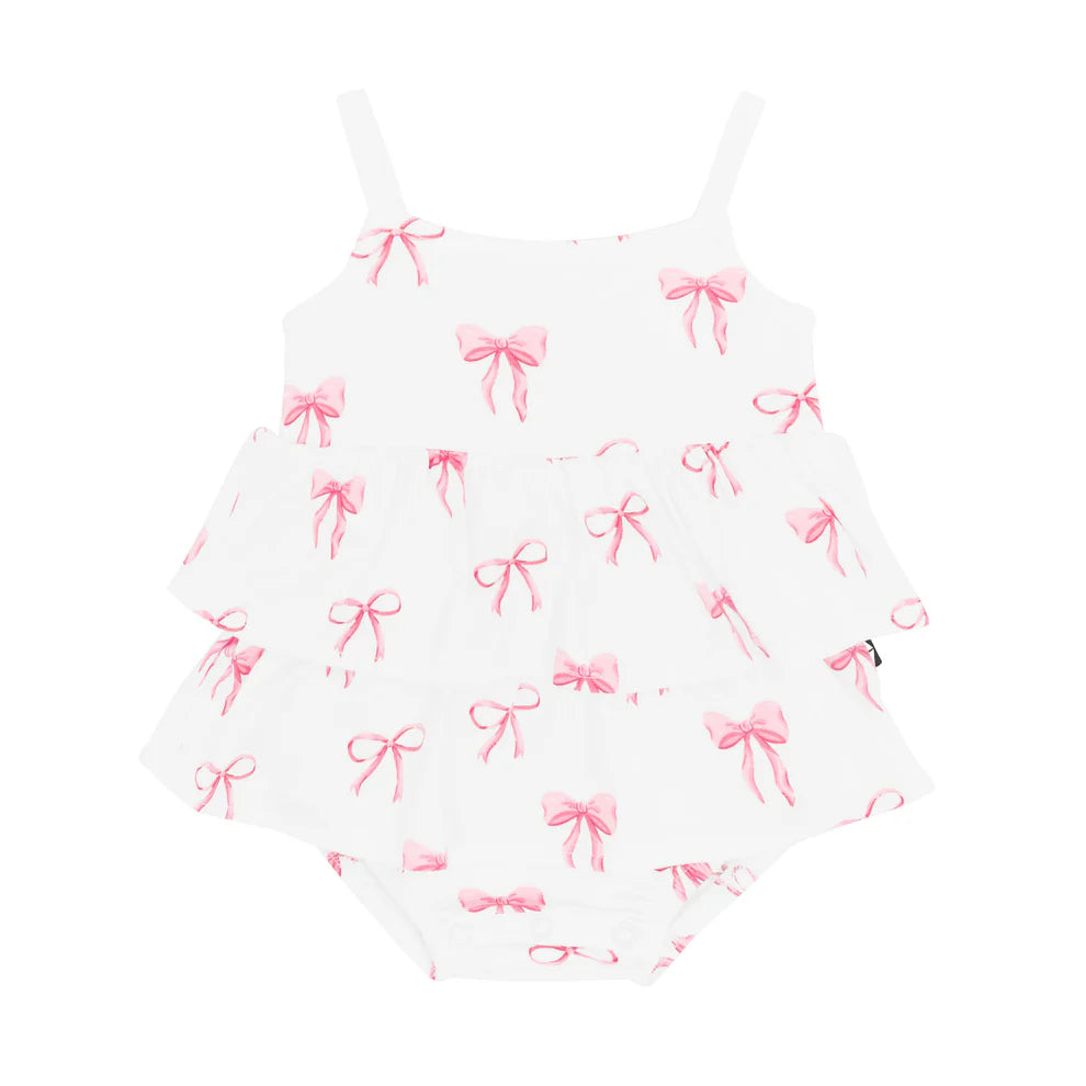 Bows Spaghetti Strap Ruffle Romper