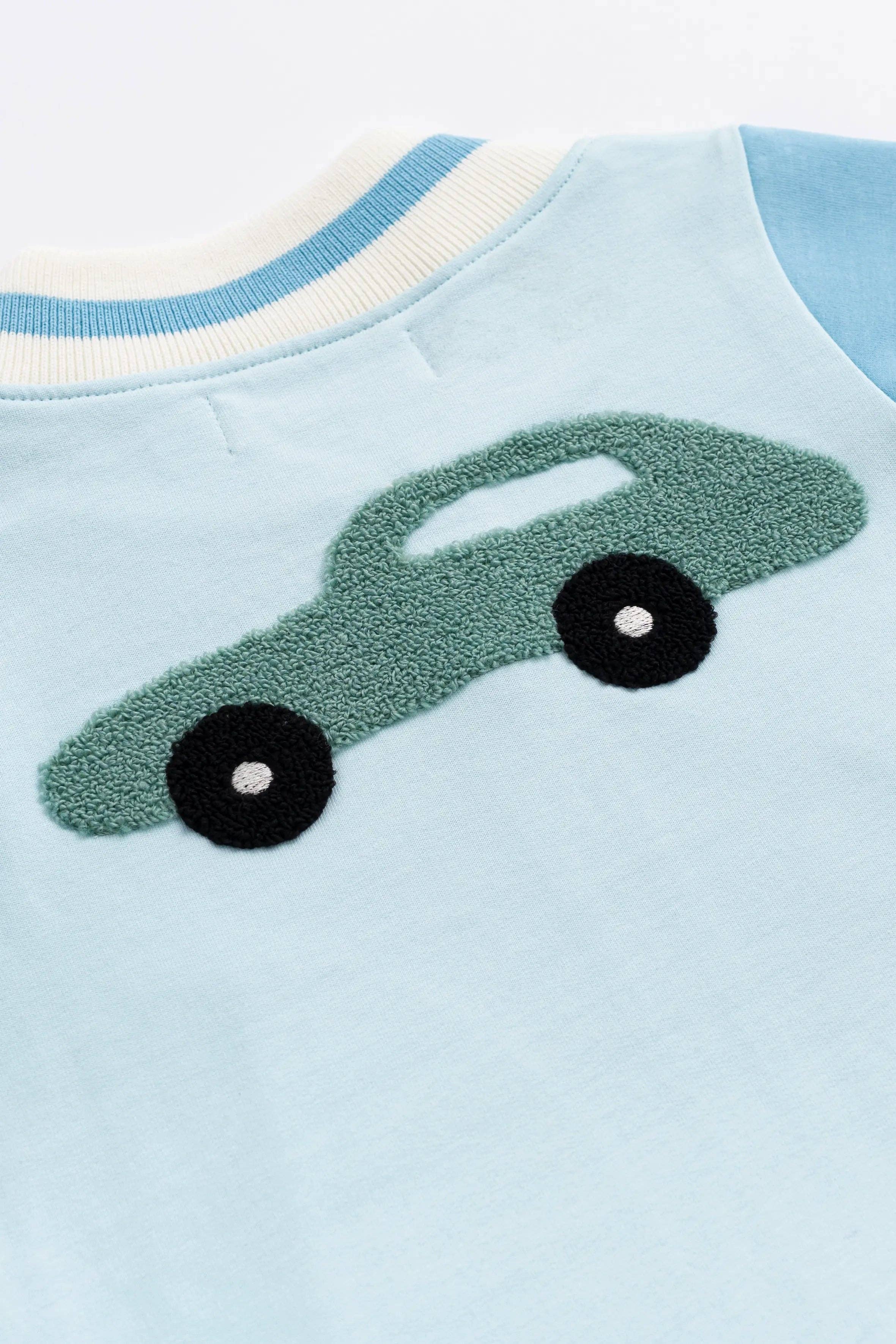 Zip Bomber Jacket Blue Classic Cars