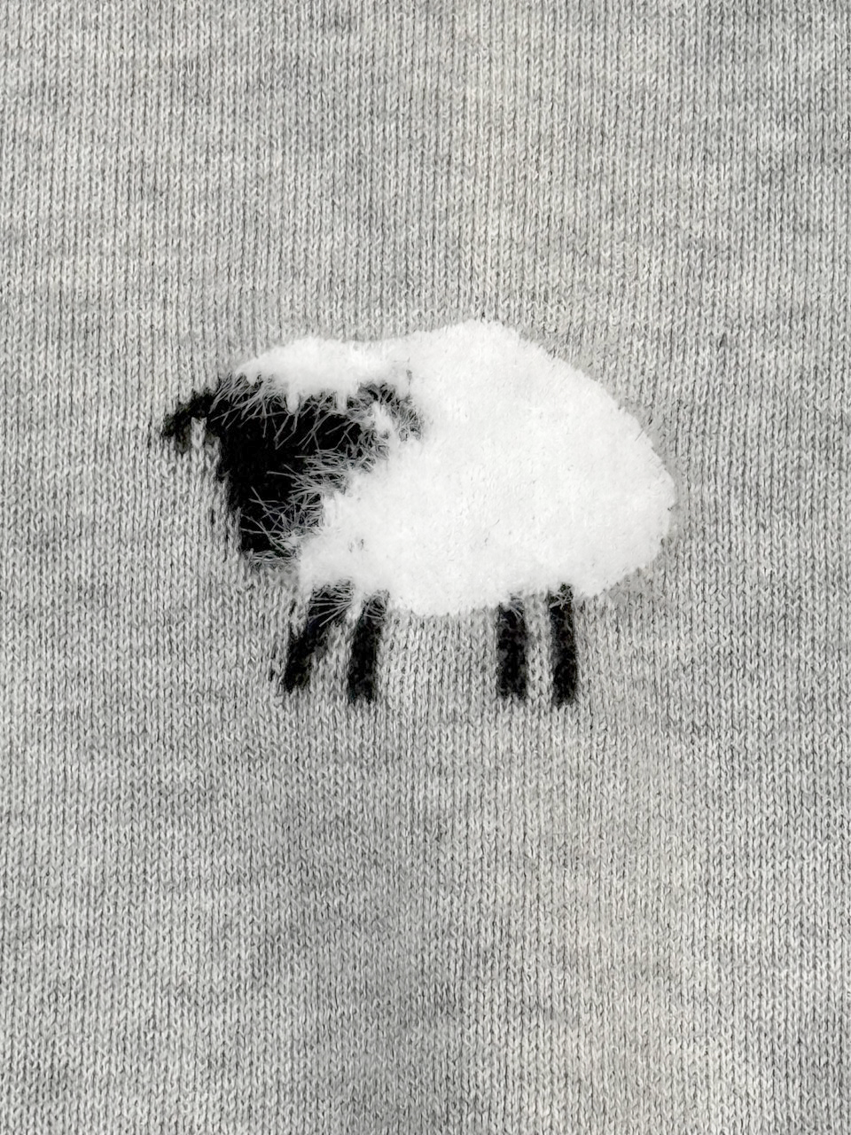 Furry Sheep 3D Jacquard Sweater Knit Baby Jumpsuit (Organic): Pewter Grey Heather / 0-3M