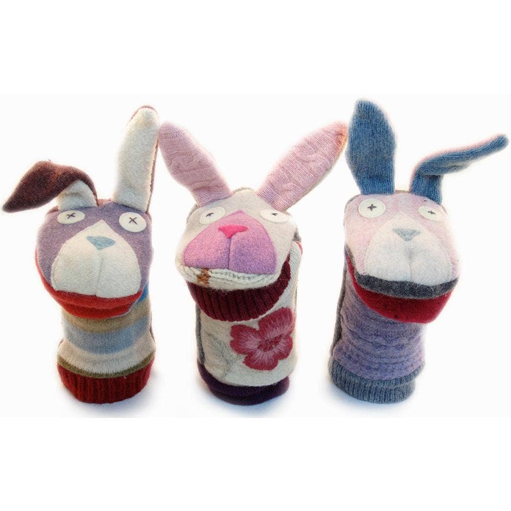 Bunny Puppet | Reclaimed Wool: 12 inch height (30.5 cm).