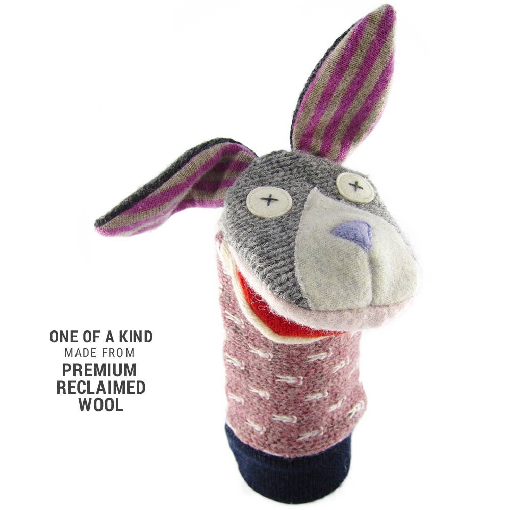 Bunny Puppet | Reclaimed Wool: 12 inch height (30.5 cm).