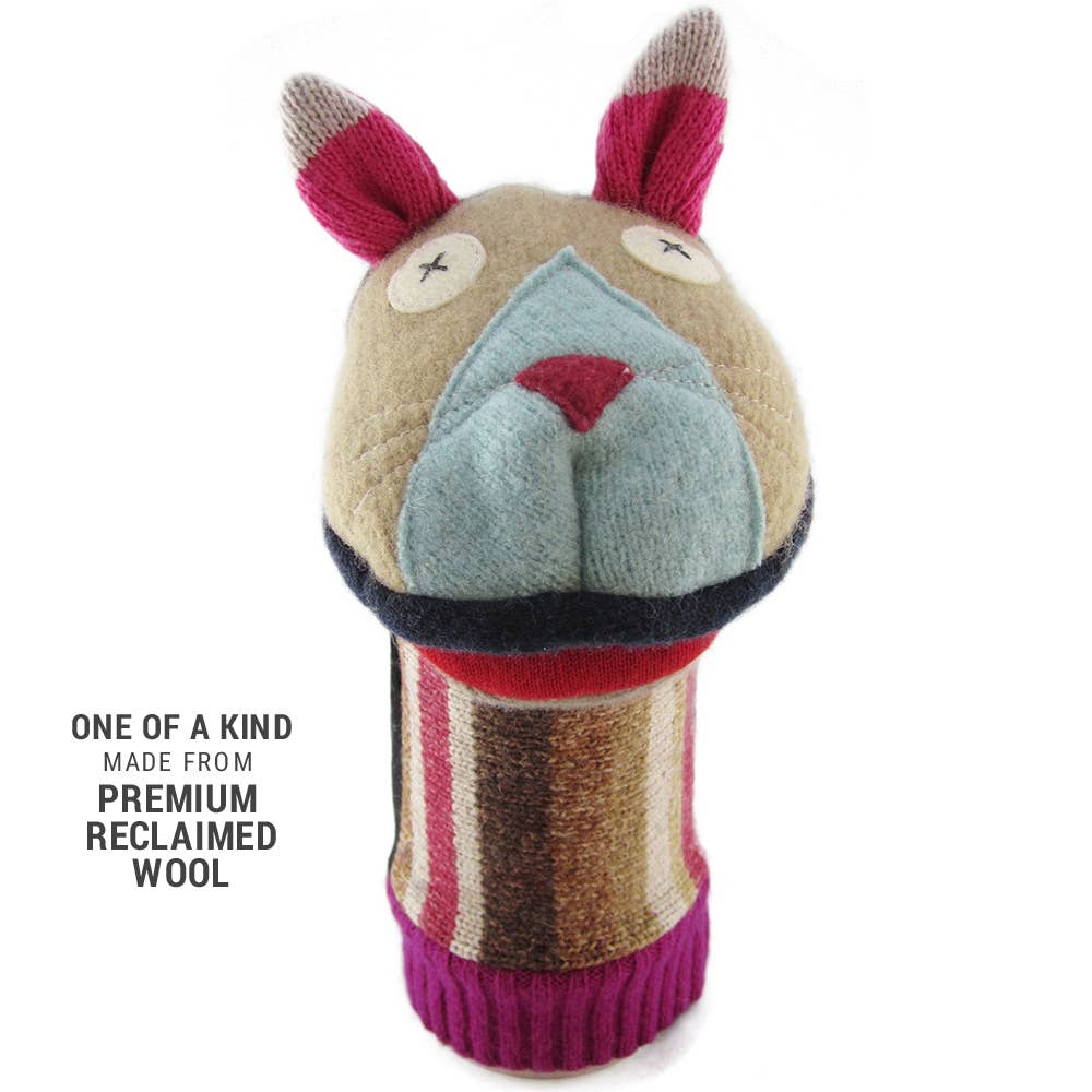 Cat Puppet | Reclaimed Wool: 12 inch height (30.5 cm).