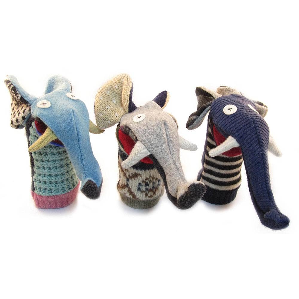 Marionnette éléphant | Laine récupérée : 12 pouces de hauteur (30,5 cm).