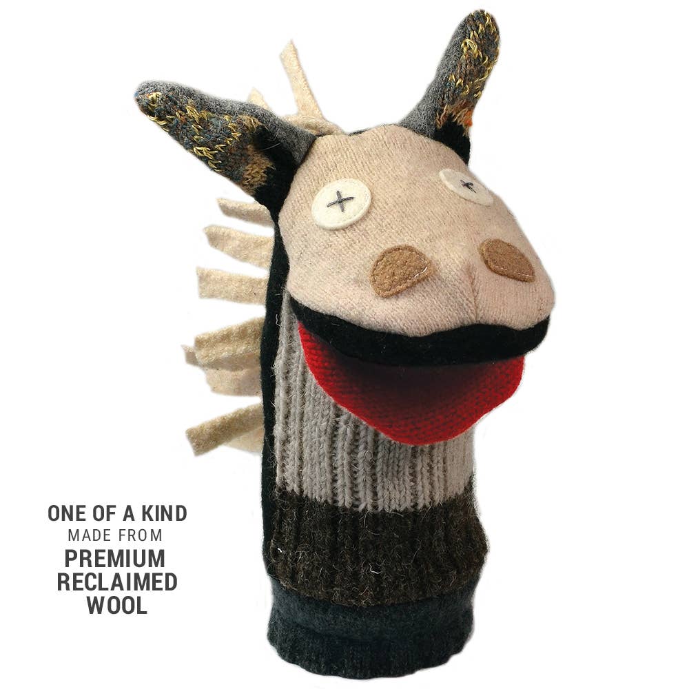Horse Puppet | Reclaimed Wool: 12 inch height (30.5 cm).
