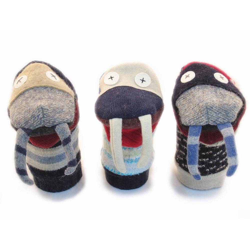 Walrus Puppet | Reclaimed Wool: 12 inch height (30.5 cm).