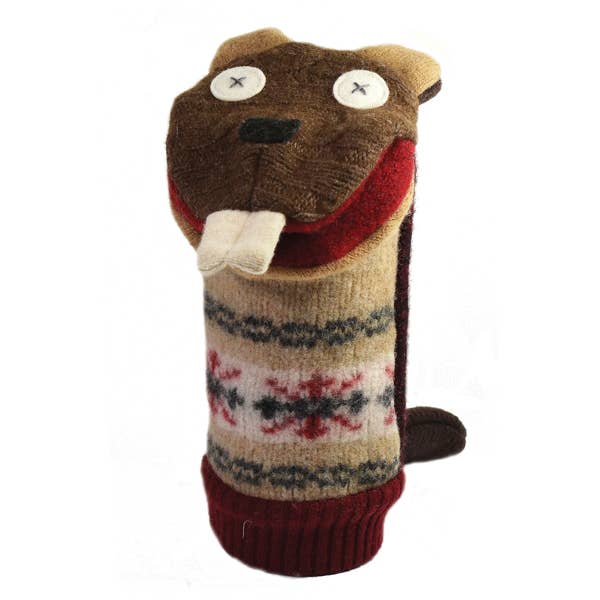 Beaver Puppet | Reclaimed Wool: 12 inch height (30.5 cm).