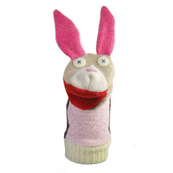 Bunny Puppet | Reclaimed Wool: 12 inch height (30.5 cm).