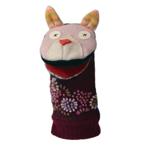 Cat Puppet | Reclaimed Wool: 12 inch height (30.5 cm).
