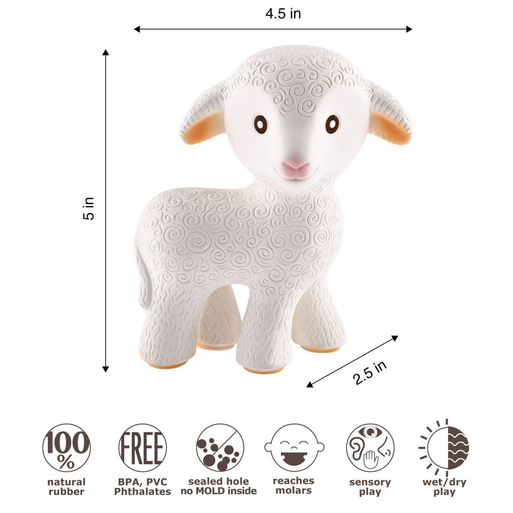 Natural Rubber Teether Lamb, Non-Toxic, Mold-free Design
