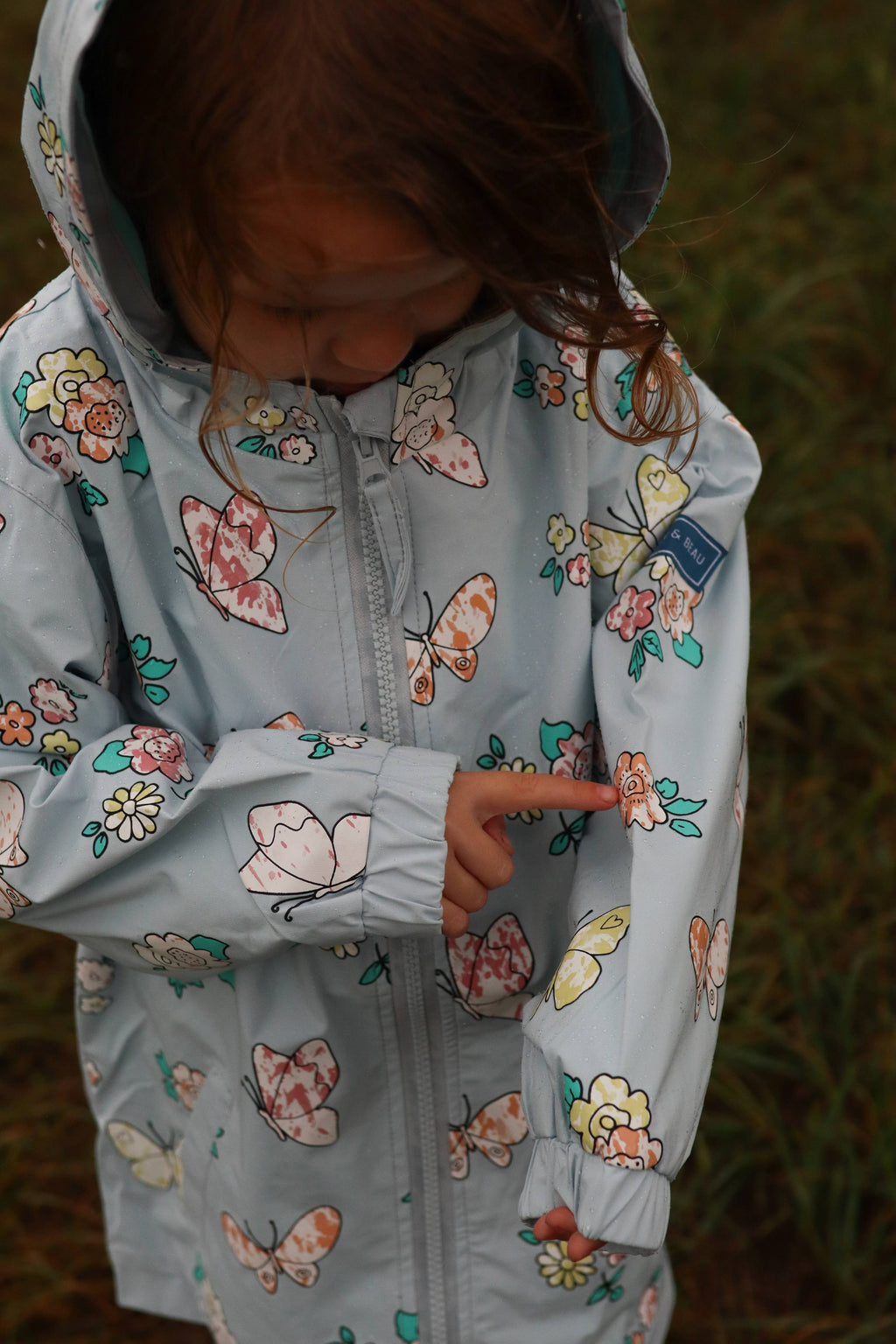 Flower and Butterfly Color Changing Kids Raincoat