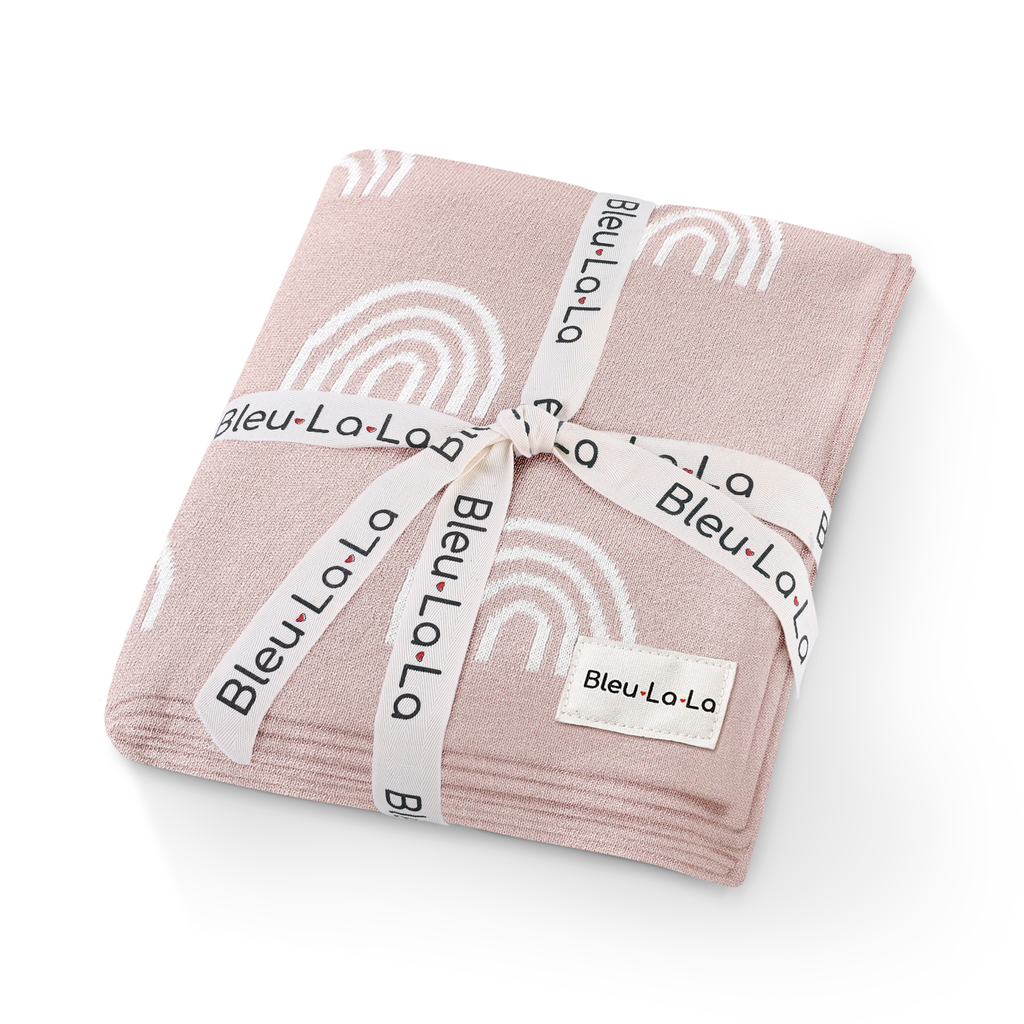 100% Luxury Cotton Swaddle Receiving Baby Blanket - Rainbow: Pink