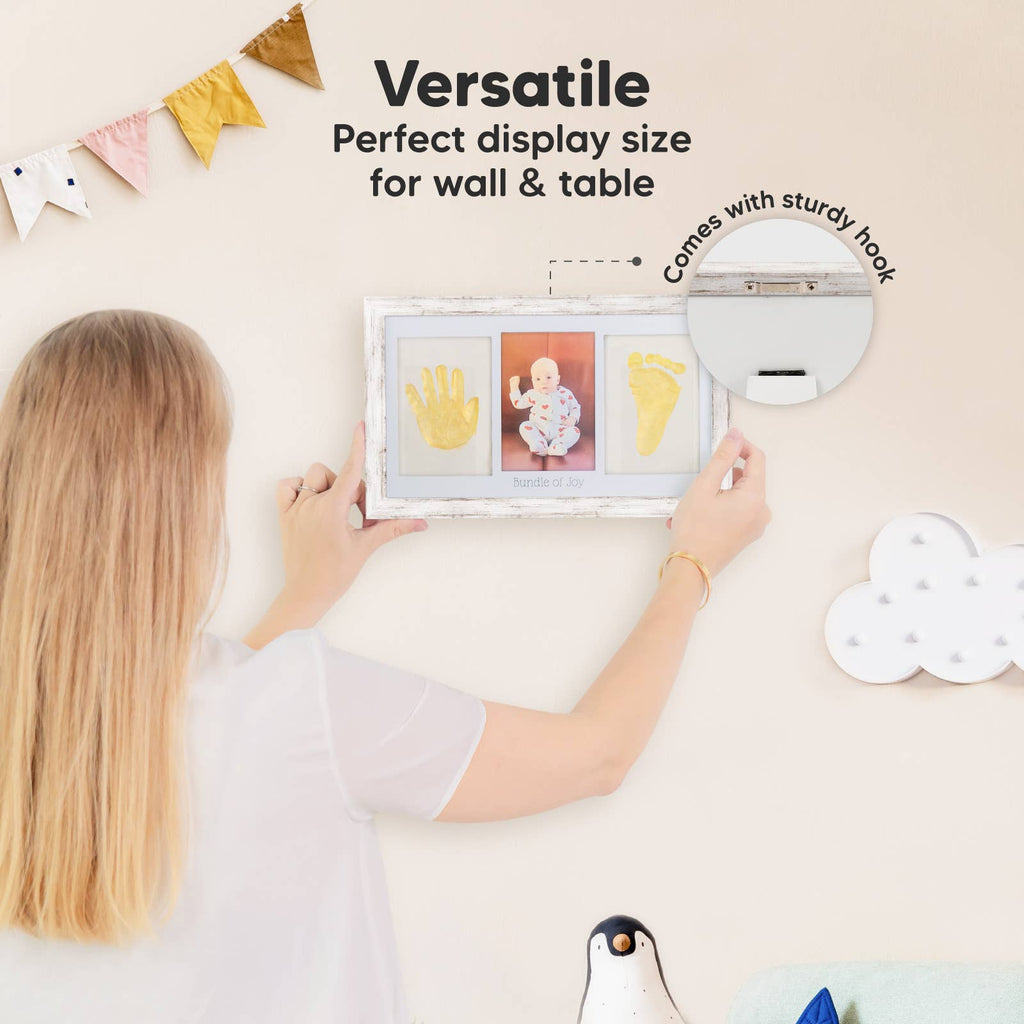 KeaBabies Baby Handprint, Footprint Keepsake Duo Frame: Vintage White