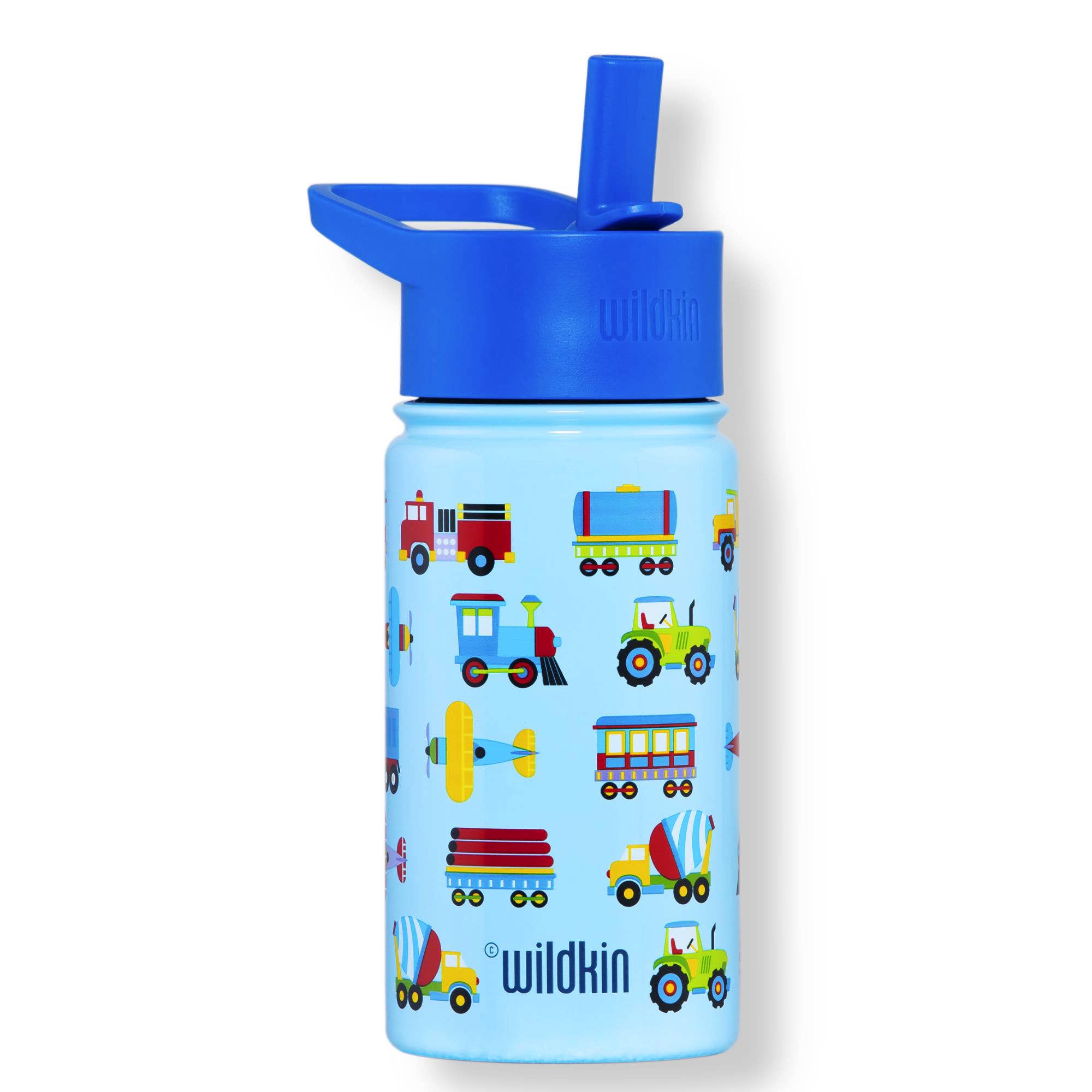 Bouteille d'eau en acier inoxydable de 14 oz, motif trains, avions et camions