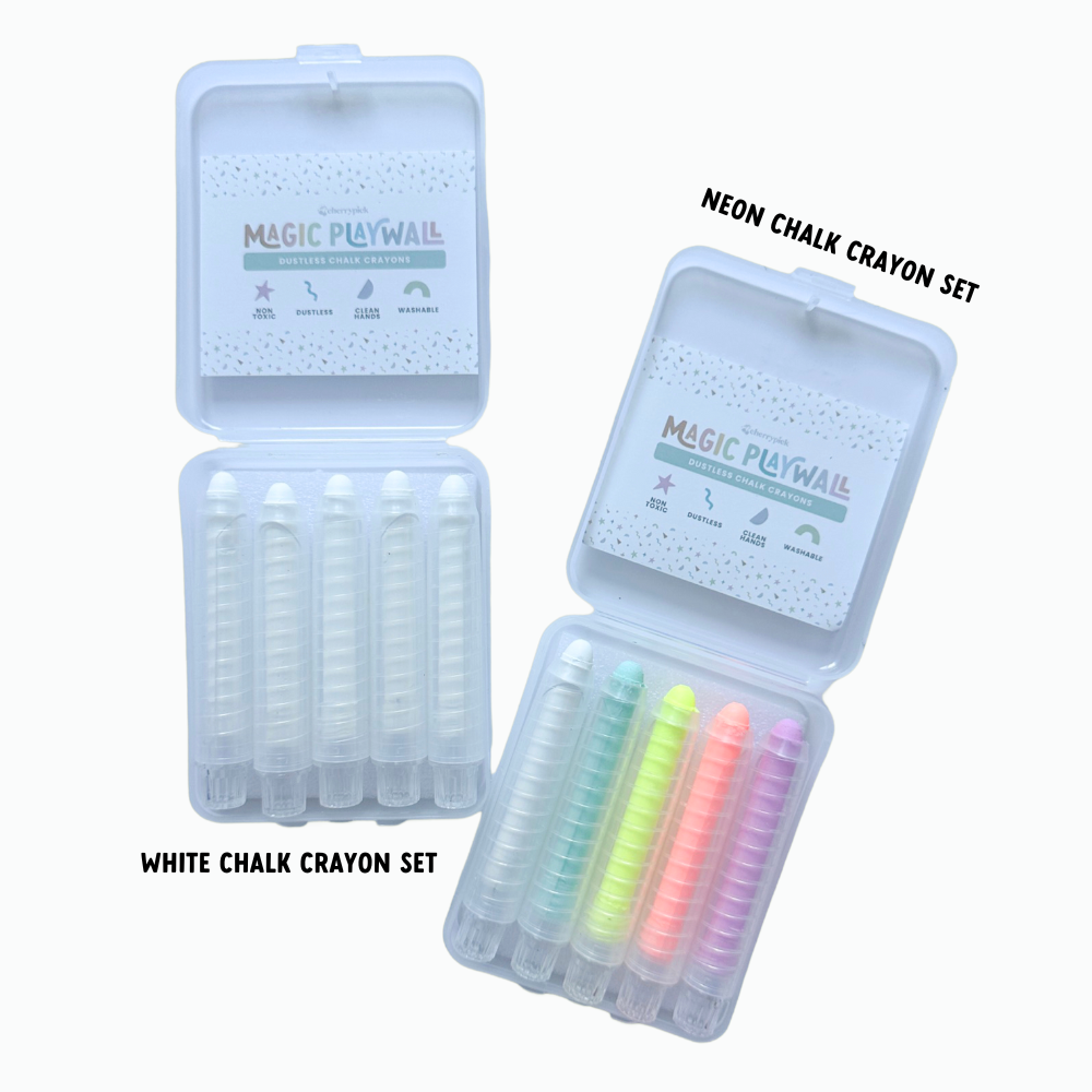 Crayons de craie sans poussière + support magnétique pour Magic Playwall : Néon