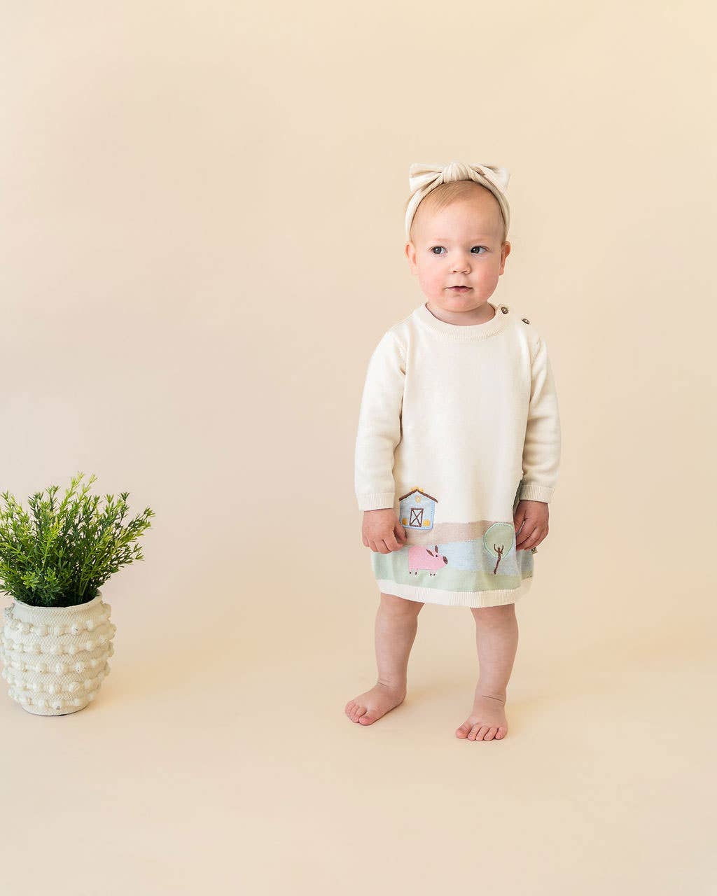 Farm House Organic Cotton Baby Knit Tunic Dress Natural