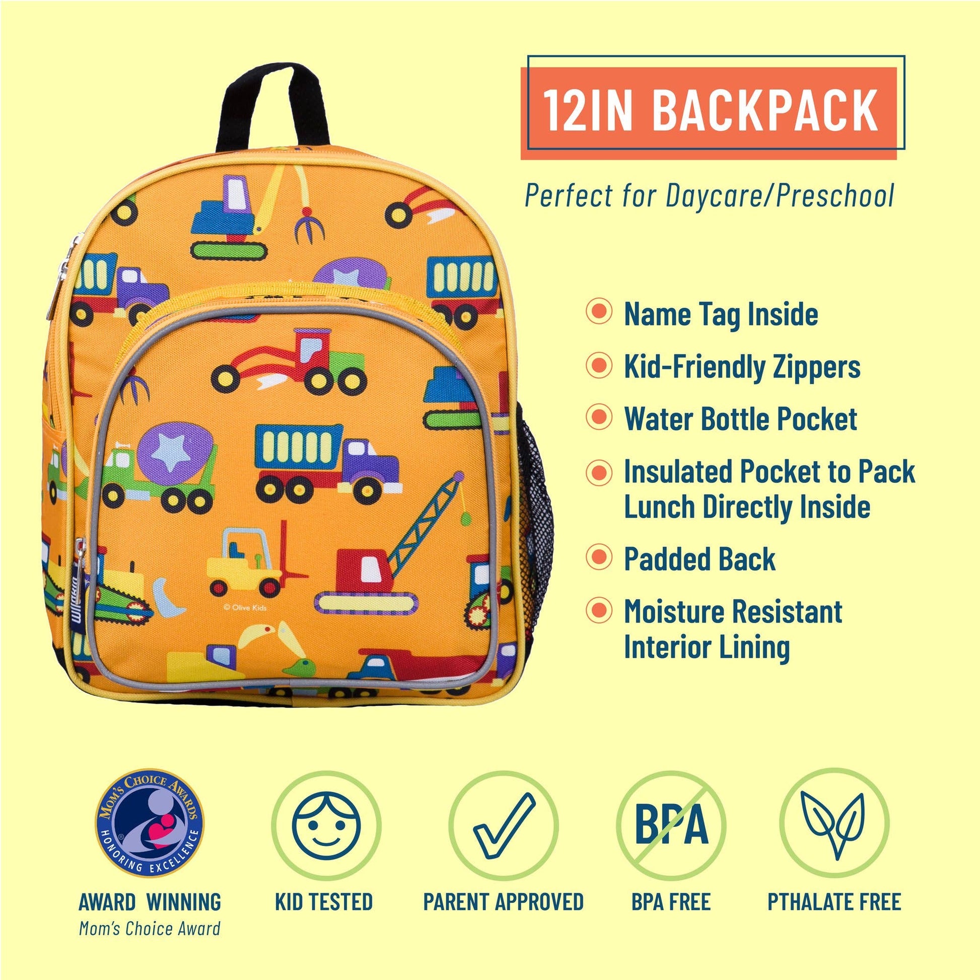 Toddler Under Construction Backpack - 12 Inch