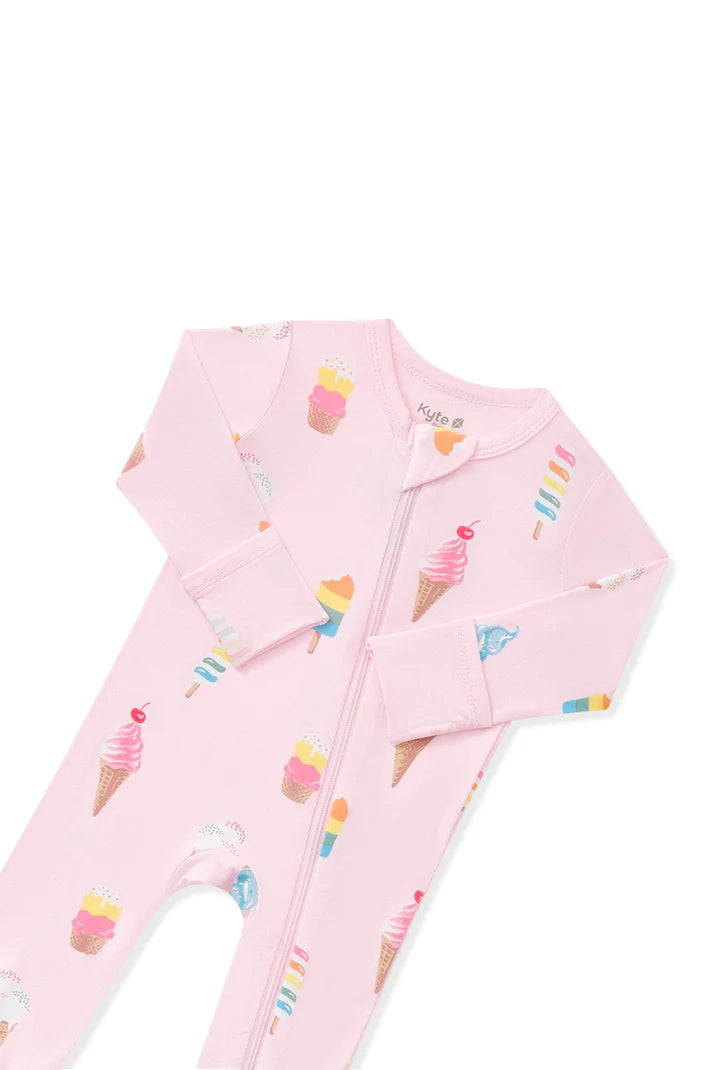 Pyjama à fermeture éclair rose poudré 