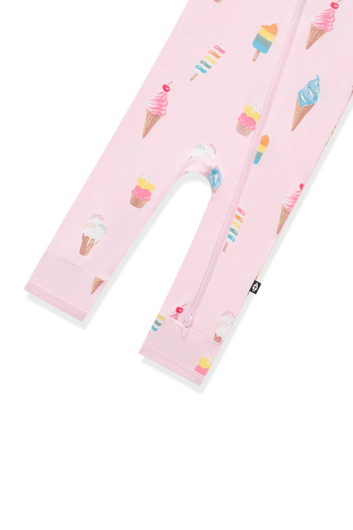 Pyjama à fermeture éclair rose poudré 