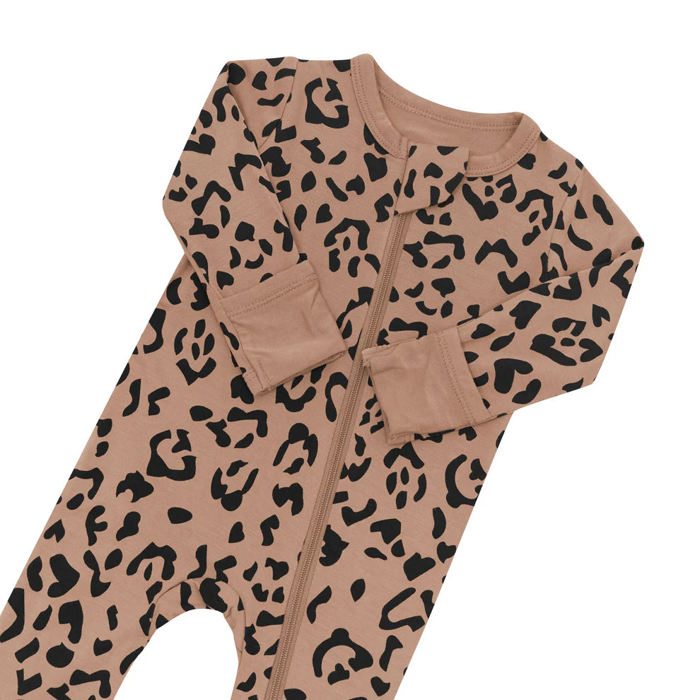Latte Leopard Zippered Footie Pyjama