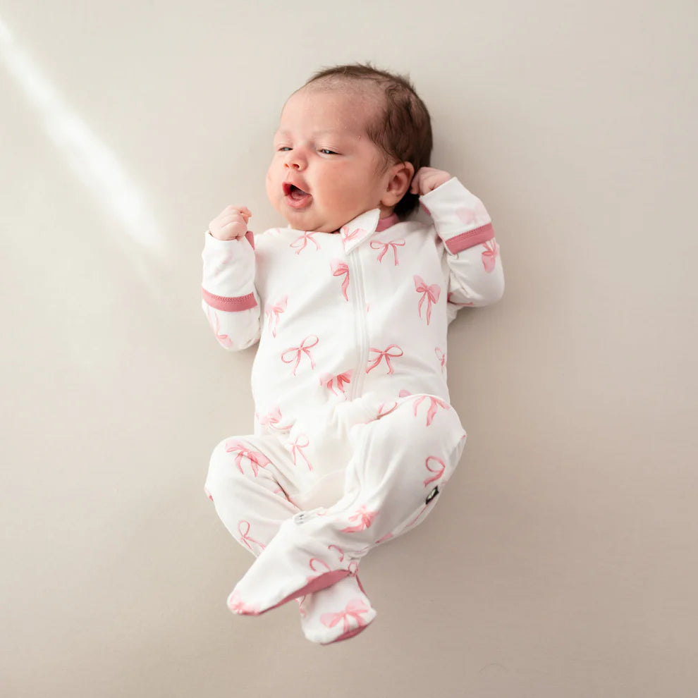 Bows Zippered Footie