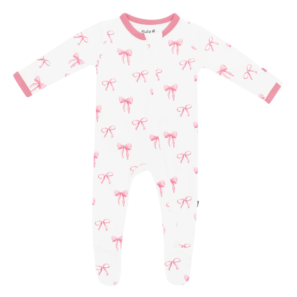 Bows Zippered Footie Pajama