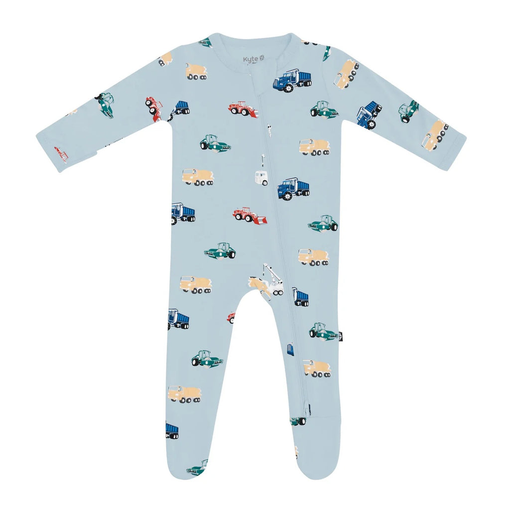 Construction Zippered Footie Pajama