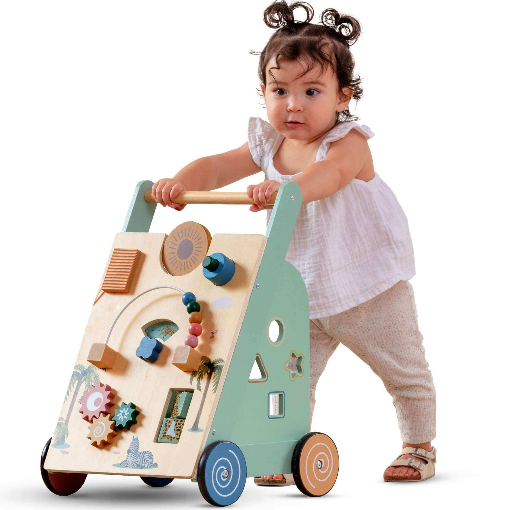 Wooden Baby Walker - Multi-Activity Push Walker Ages 18m+