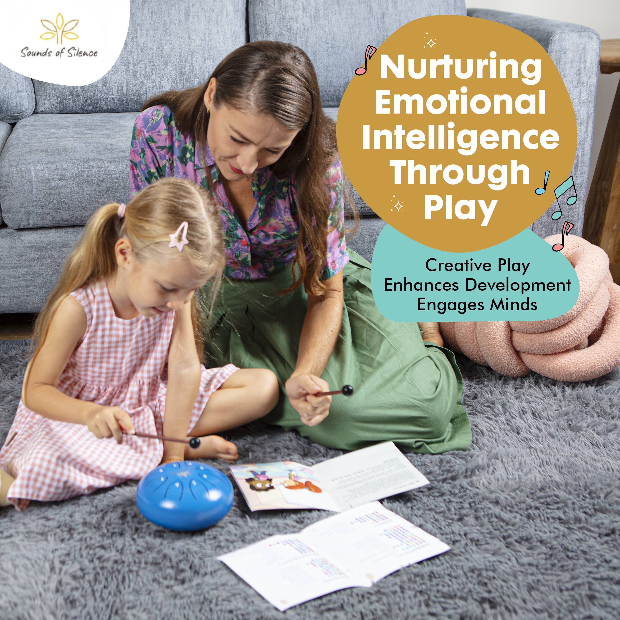 Magic Calm Drum Tongue Drum, Songbook and Storybook (PINK)