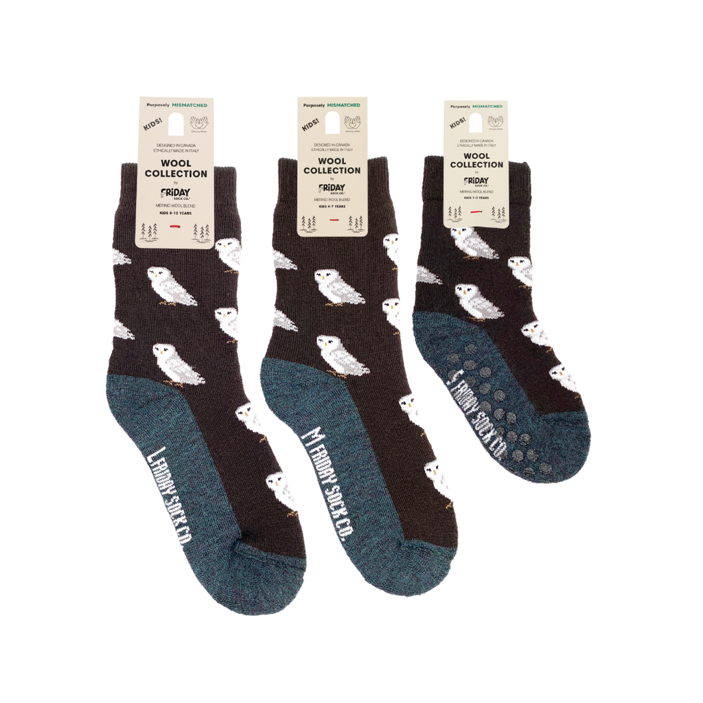 Kid's Owl Merino Wool Crew Socks - All-Season Wear