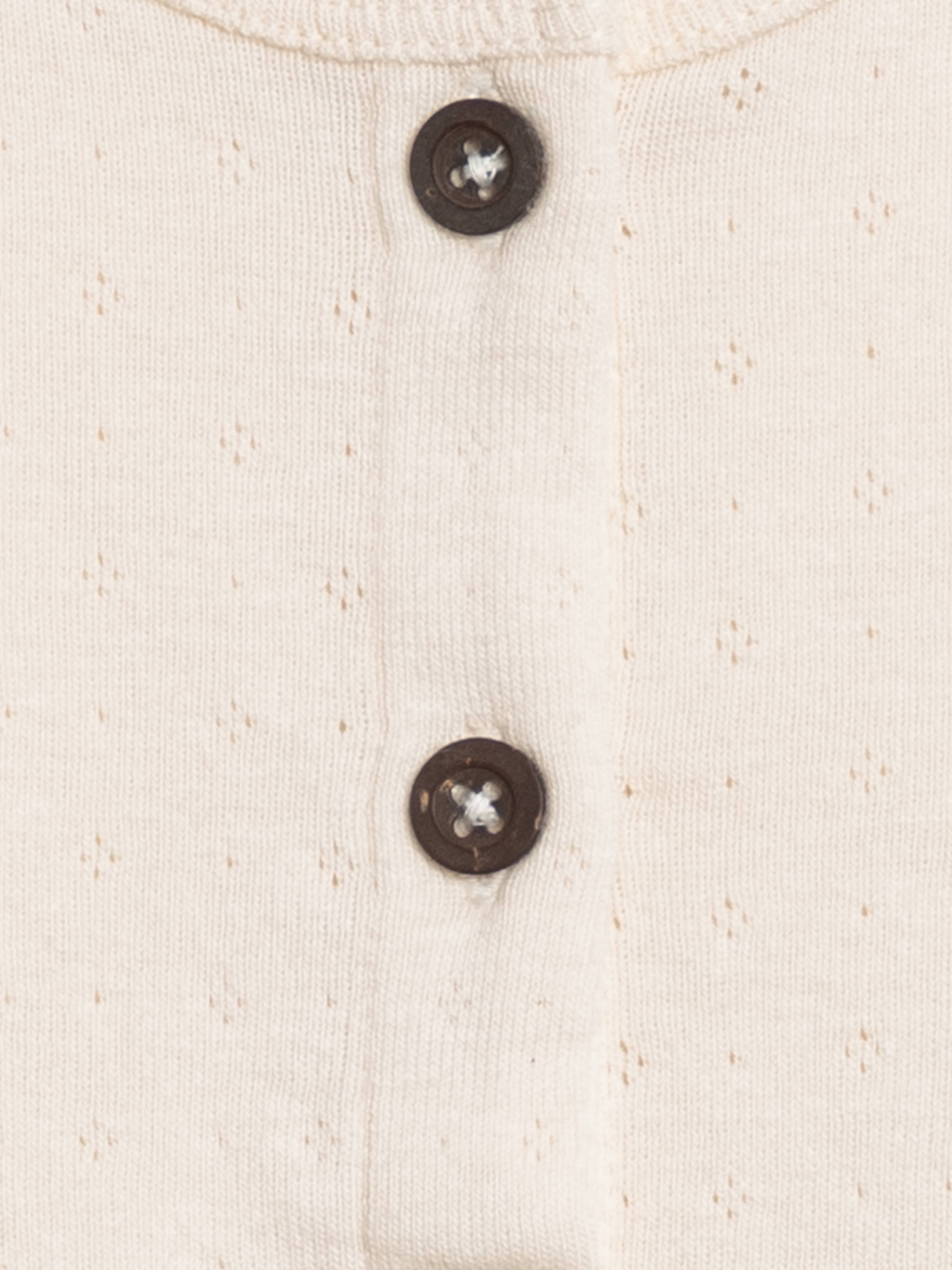 Organic Clara Pointelle Button Down Cardigan - Ivory