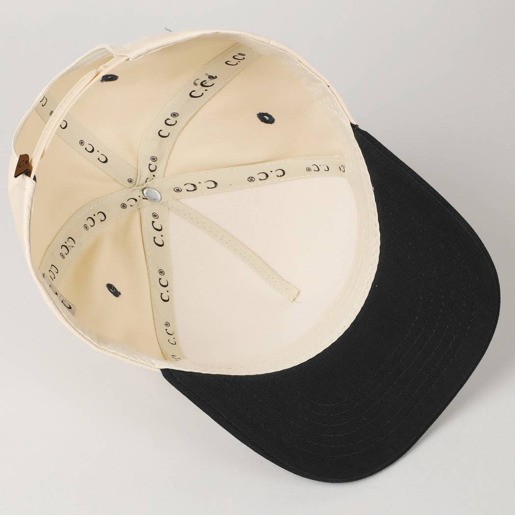 Kids Plain Two Tone Canvas Cotton Baseball Cap : Black / ONE SIZE