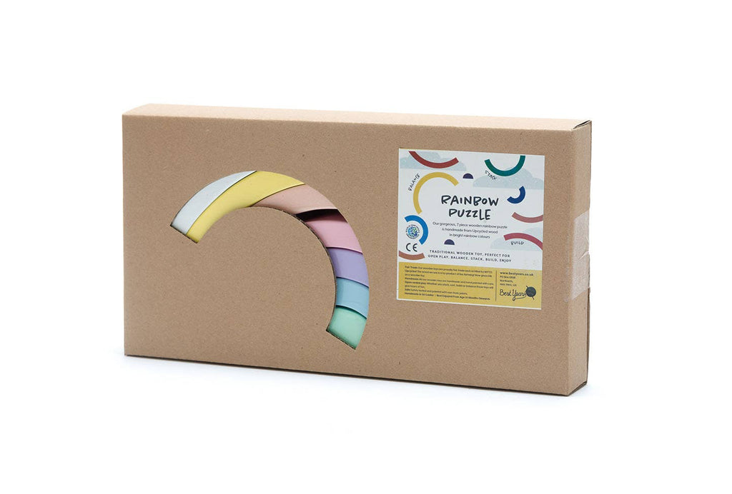 Wood Rainbow Toy in pastel colors, Fair trade & Handmade