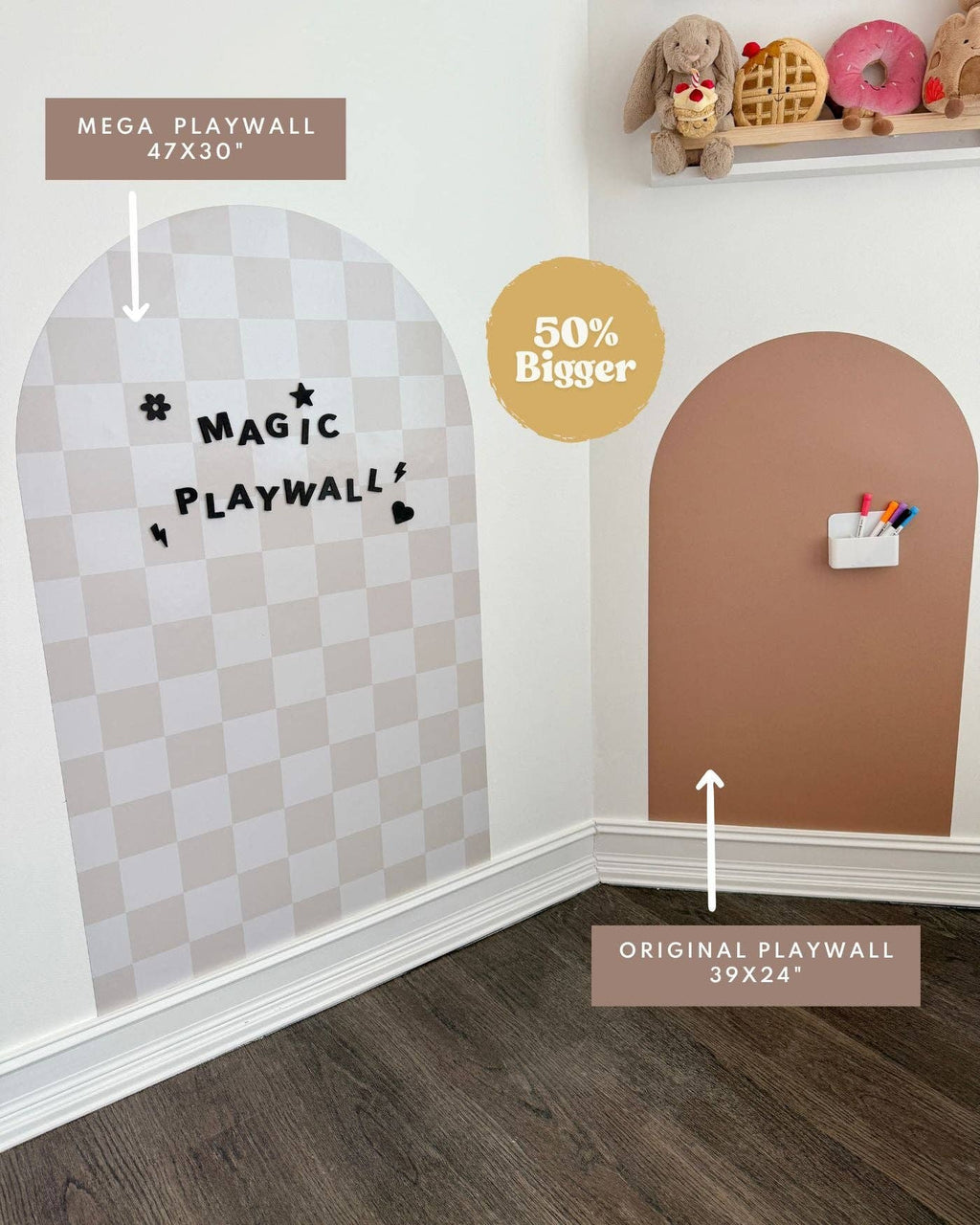 MEGA Magic Playwall - Arch Magnetic Wall Decal for Kids: Neutral Check