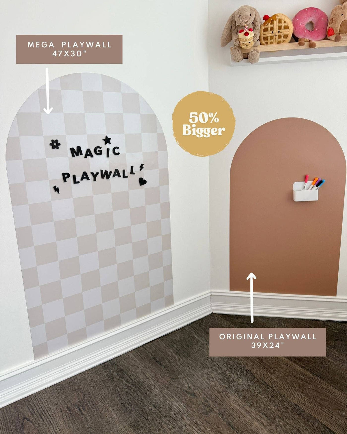 MEGA Magic Playwall - Arch Magnetic Wall Decal for Kids: Neutral Check